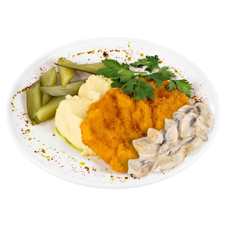 Шницель куриный с грибным соусом